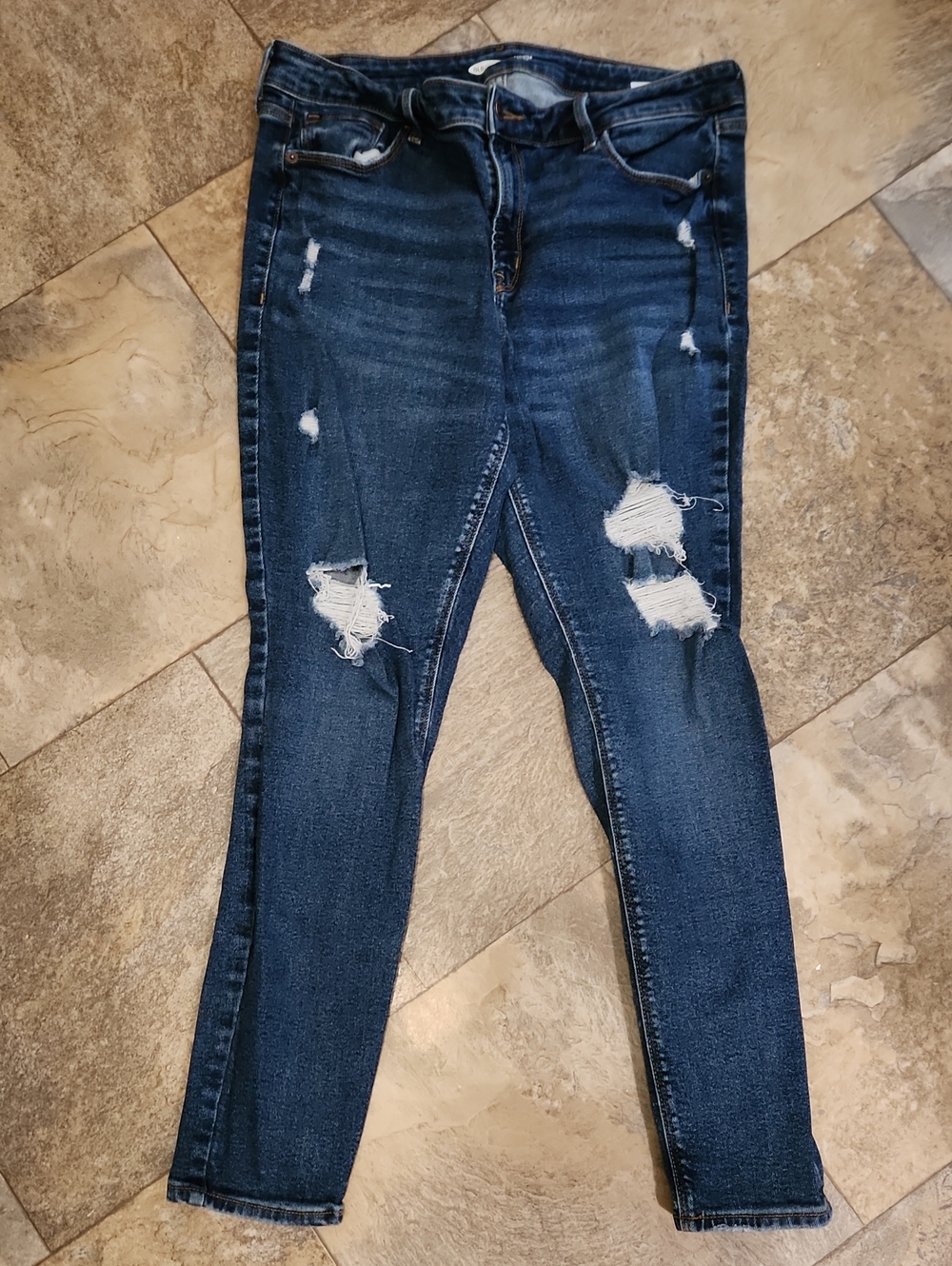 Old Navy Dark Blue Distressed Skinny Jeans